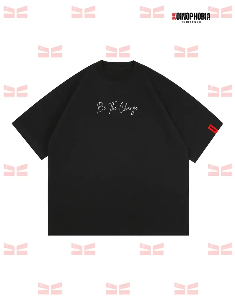Be The Change - Cropped Oversized T-shirt (Black, XS)