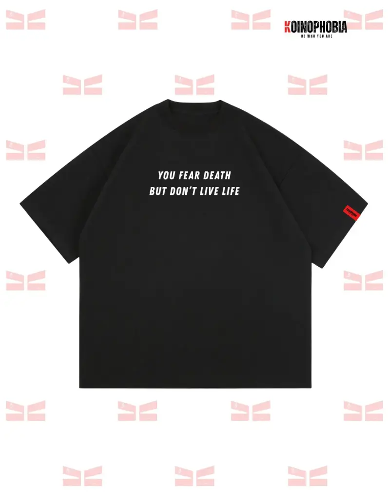 Fear Death - Cropped Oversized T-shirt (Black, XS)