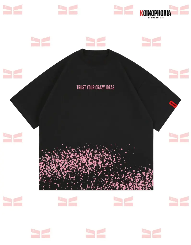 Crazy Ideas - Cropped Oversized T-shirt (Black, XS)