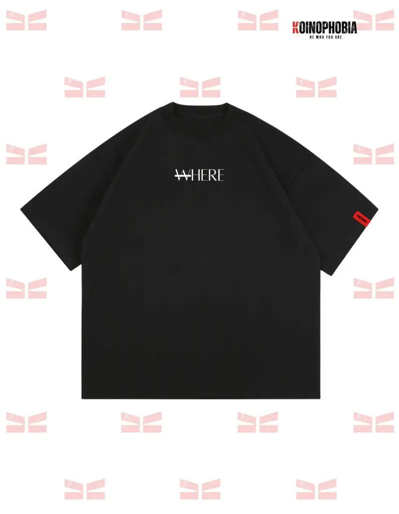 W'here - Cropped Oversized T-shirt (Black, XS)