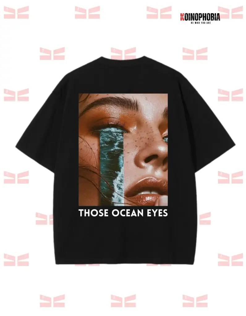 Those Ocean Eyes - Oversized T shirt (Black, XS)
